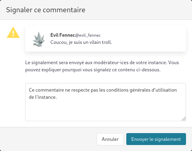 modale de signalement