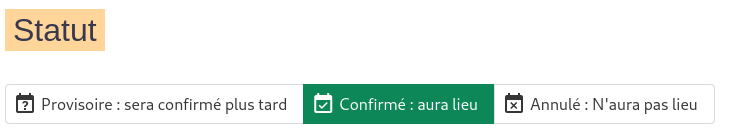 événement statut options