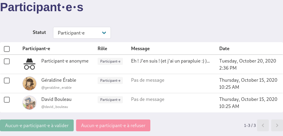 événements participations liste