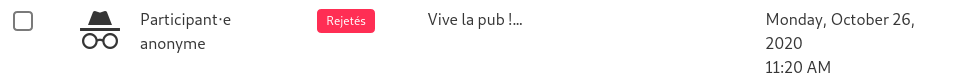 participation rejetée label