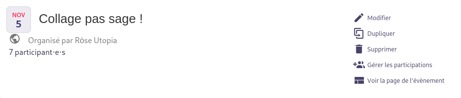 actions événements