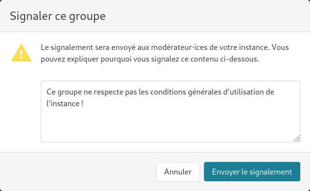 modale de signalement