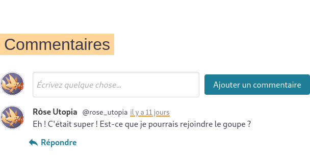 image commentaire rose sur un événement