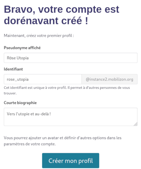 image création de compte