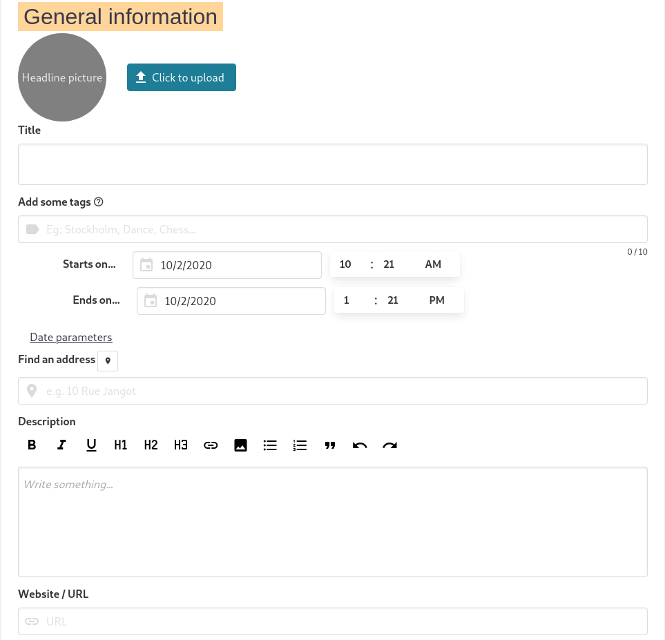 image: create event empty