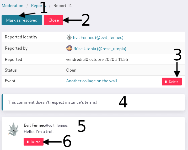 report comments actions view annoted
